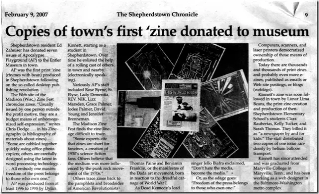 Copies of Town's First Zine Donated to Museum