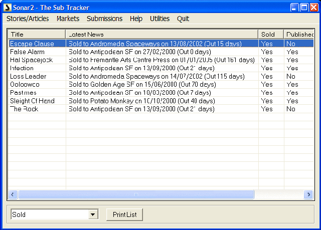 Screenshot of Sonar software for writers