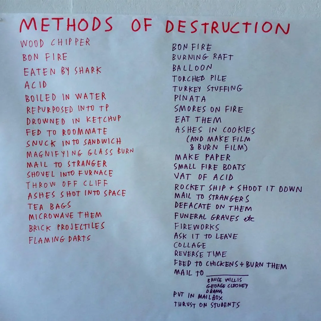 a list of ways to destroy failed drawings